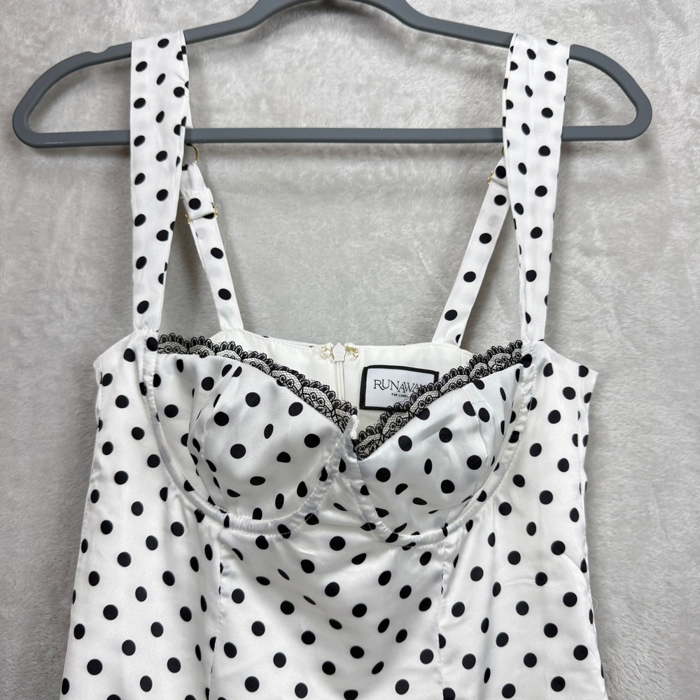 Runaway The Label Polka Dot Lace Mini Dress Sz Small chic euro summer vacation - Picture 3 of 9
